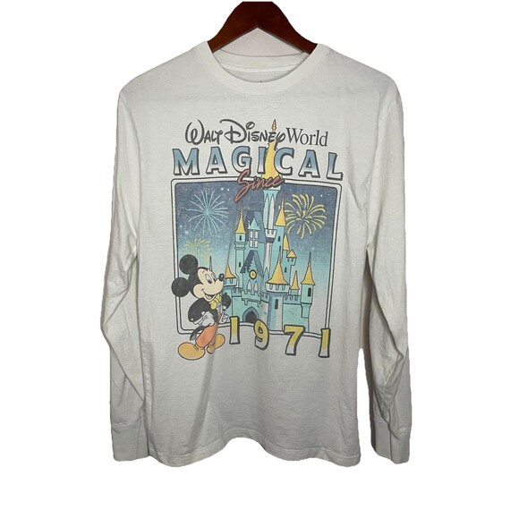 Walt Disney Tops - Disney Unisex Small White Long Sleeve Retro Graphic Tshirt